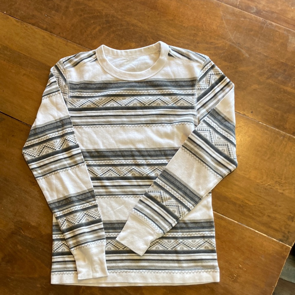 Long sleeve waffle knit Aztec top